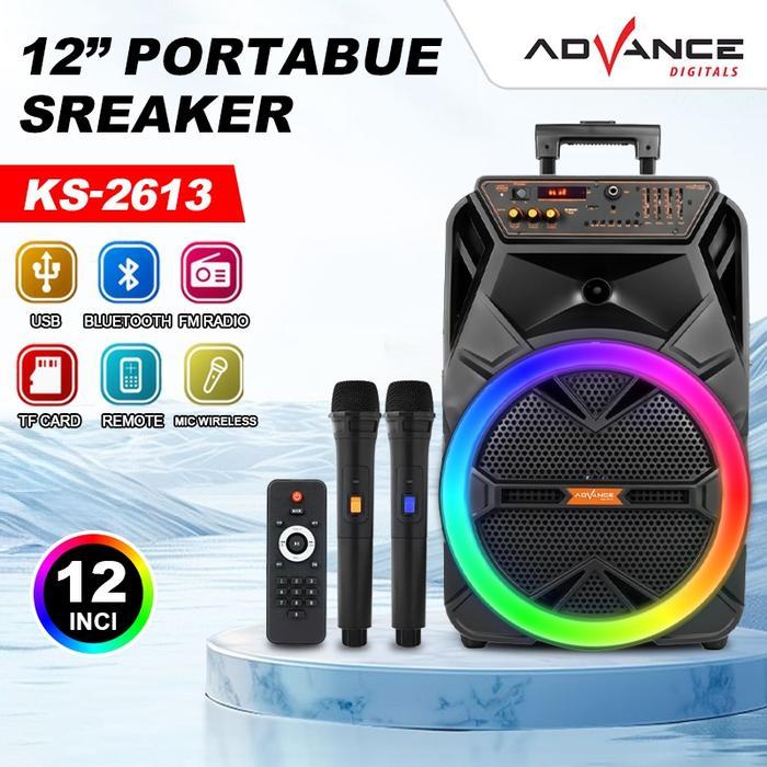 Promo Advance Speaker Bluetooth Bass Ks-2613 Speaker Bluetooth Portable 12 Inch Speaker Karaoke Free