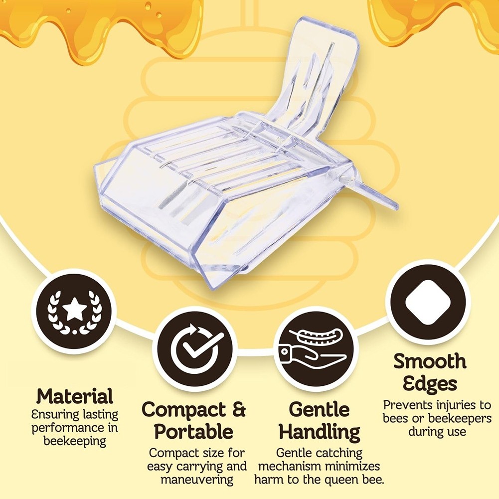ABMH-Beekeeping Transparent Clips Queen Bee Clip Queen Bee Cage Catcher Queen Bee Clips For Bees