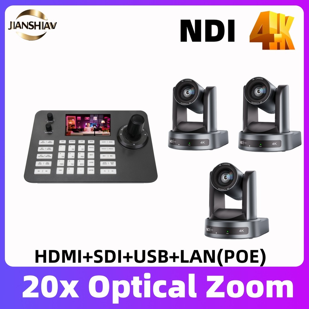 JIANSHIAV NDI PTZ Camera Ai Tracking Conference Camera PTZ Video SDI HDMI USB POE Live Streaming