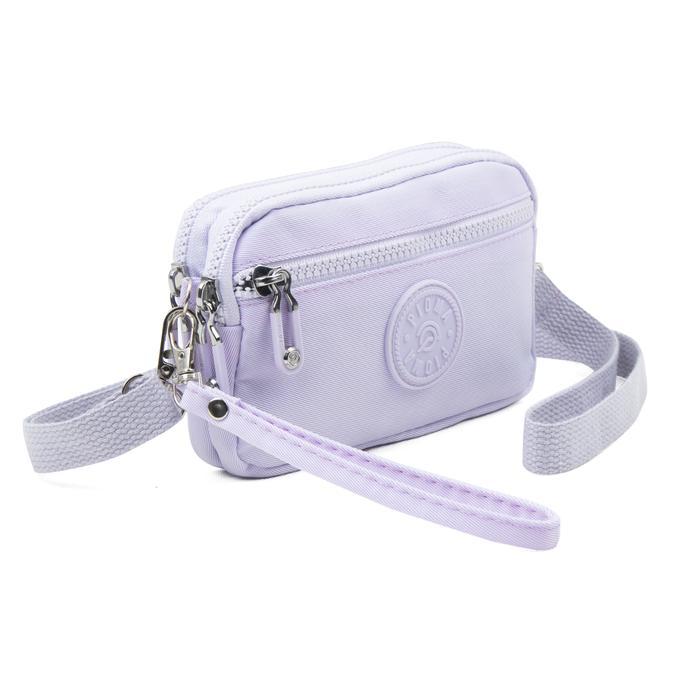Elizabeth - Dompet HP Wanita 3 Resleting Tas Selempang Nylon Waterproof