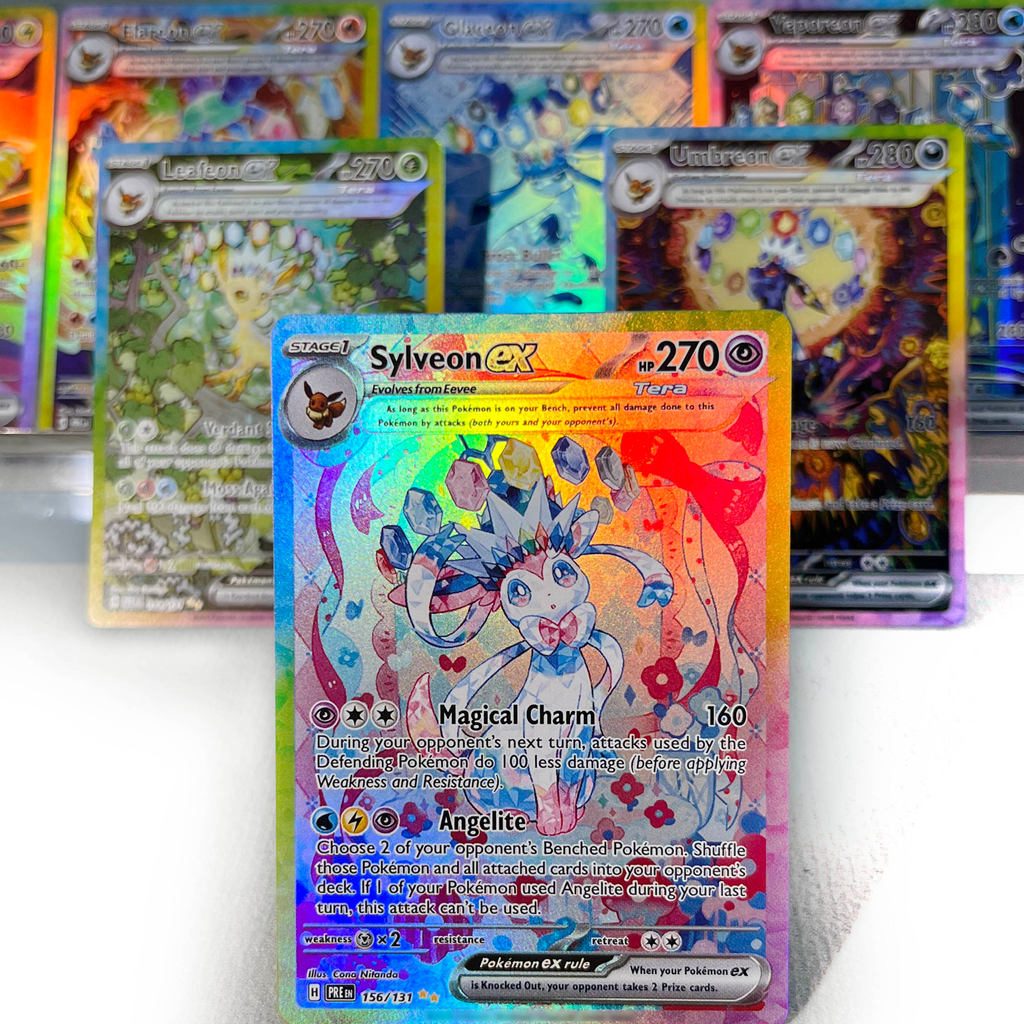 Prismatic Evolutions PKM Cards PTCG5-A GX Rainbow Umbreon Sylveon Leafeon ex Rare Collection Battle