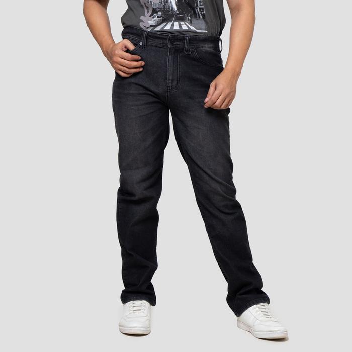 Nevada Basic Regular Celana Denim Pria Reguler Fit Katun Polyester Spandex - Charcoal, 30 Fit Spray 