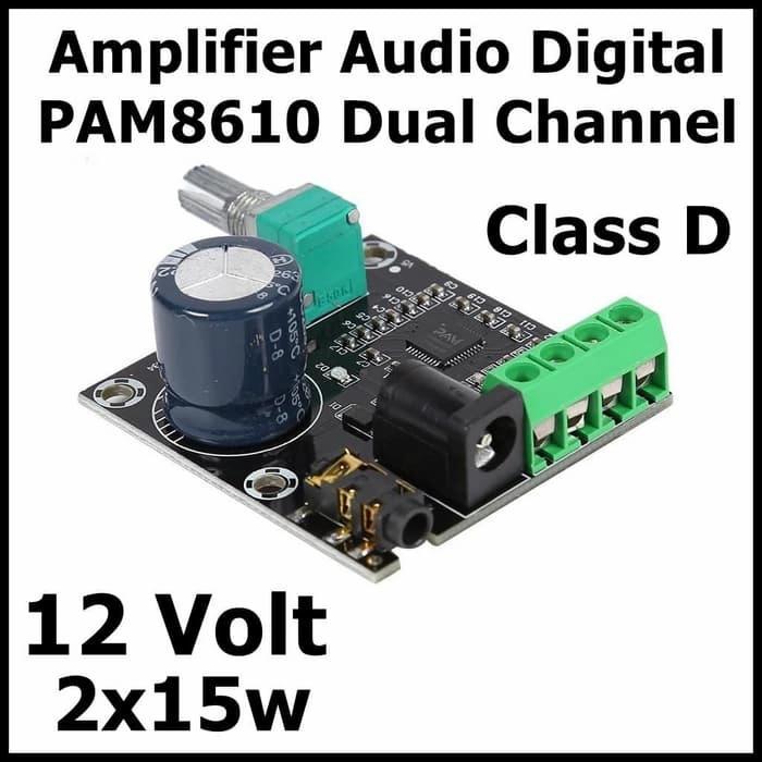 Module Kit Amplifier PAM8610 Class D 2x15W 12V Dengan Potensio