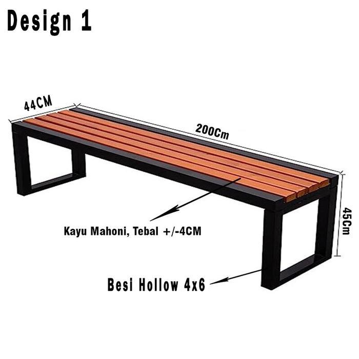 Kursi Panjang Outdoor 2 Meter Kayu Solid Kaki Besi Bangku Panjang Taman Garden Bench Ruang Tunggu