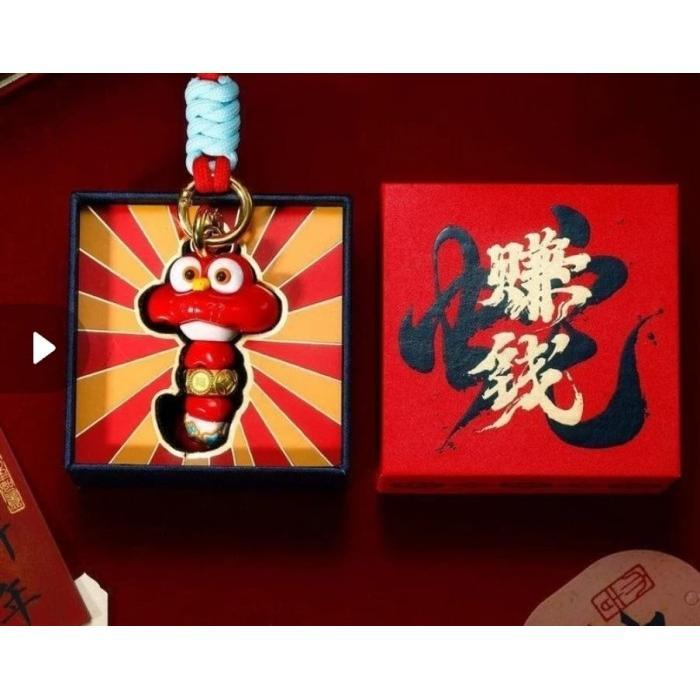 Gantungan Kunci Logam Emas Kadar 999 Bentuk Shio Naga dan Ular - Hadiah Imlek