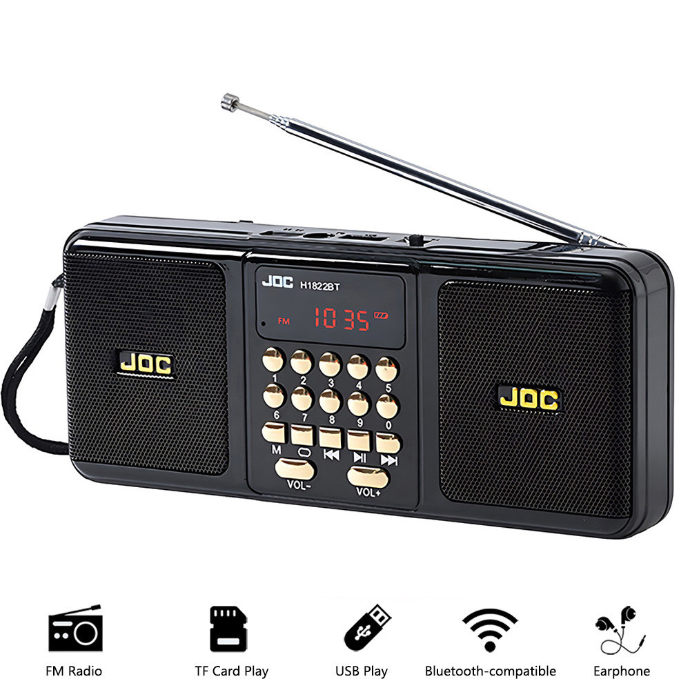 Portable Stereo FM Radio Wireless Speakers USB TF Card Player Rechargeable Bluetooth-compatible