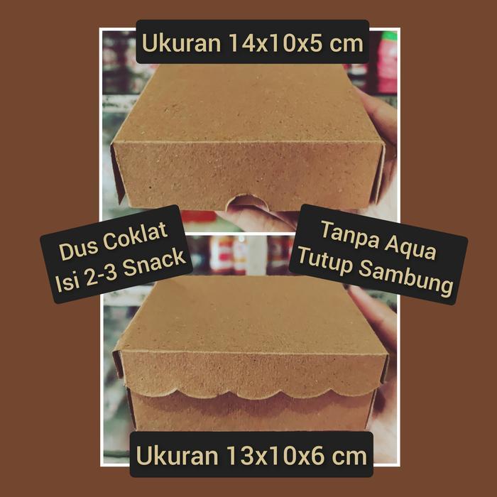 {50 pcs} Box / Kardus / Dus Coklat Untuk Kue Snack Makanan Tanpa Aqua