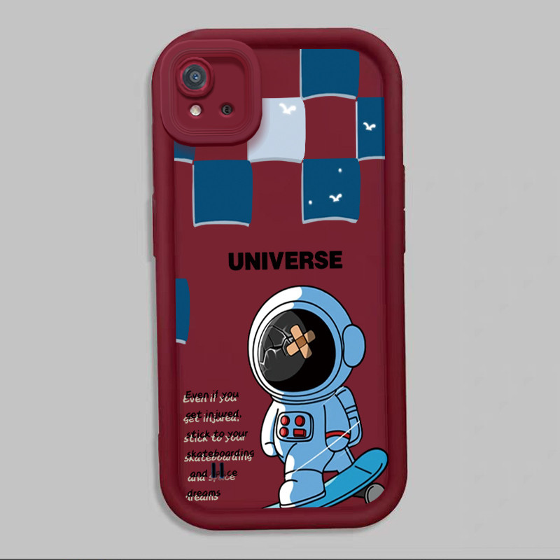Casing Hp untuk Realme C20 C20A C11 2021 C11 2020 Case Astronot Kartun kesepian Kasing  silikon Cesi
