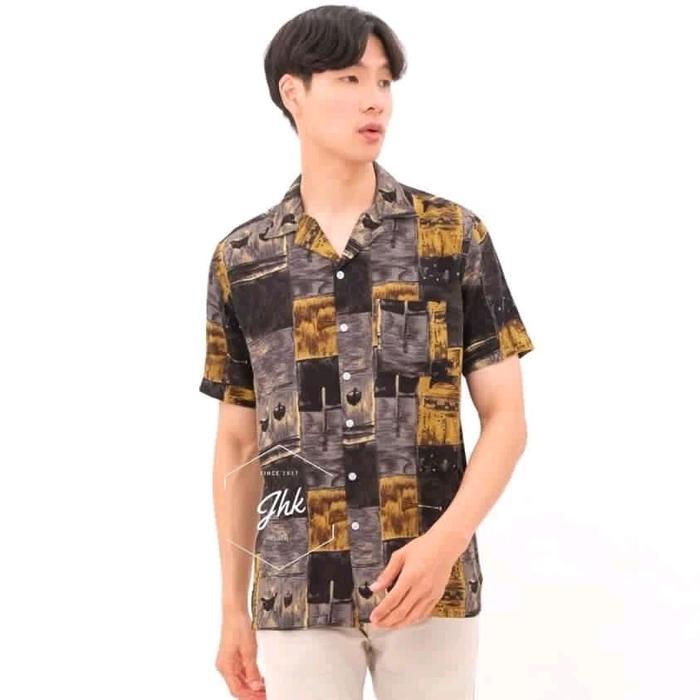 One Set Pria Wanita Dewasa Kemeja Hawai Style Dan Celana Broadshot Lengan Pendek Katun Setelan