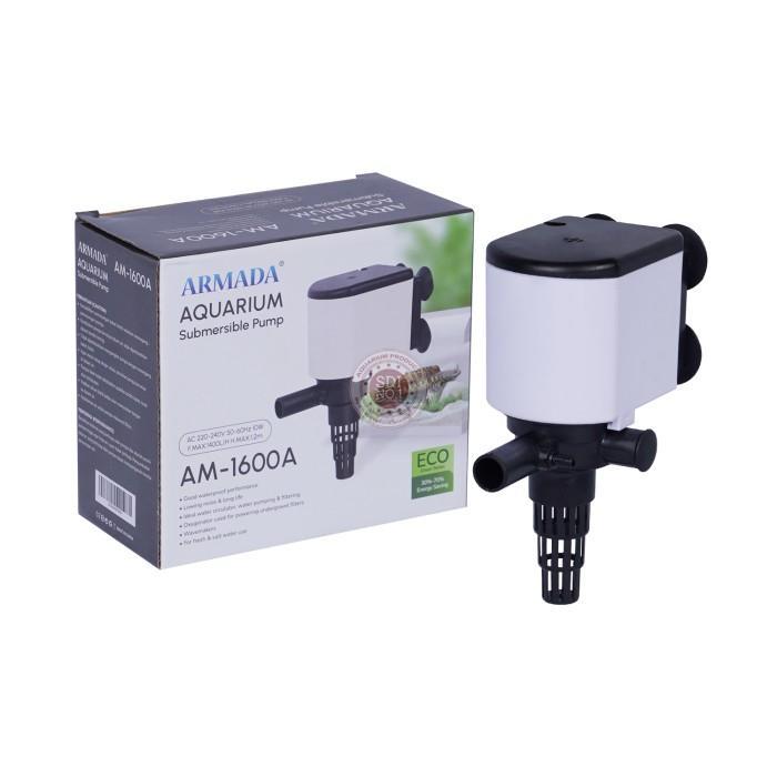 Power Head Pompa Celup Sirkulasi Aquarium 10 Watt 1400L/jam Armada AM1600A untuk Air Tawar dan Laut