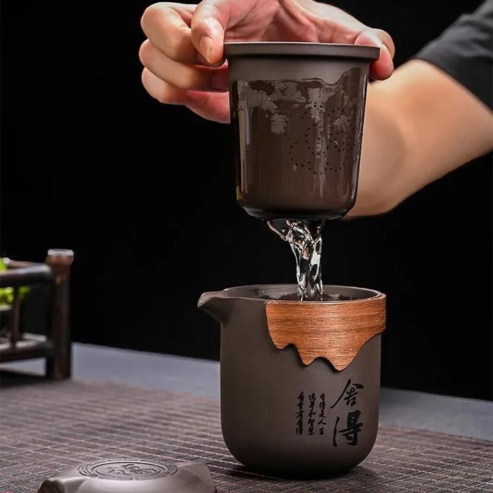 BERGARANSI Tea Pot Set Travel Tea Set Portable With Bag