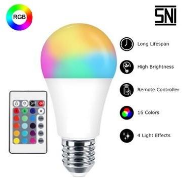 Lampu Bohlam LED RGBW 7W 10W 15W 18W 220V E27 Warna-warni RGB dengan Remote Control IR Putih Baterai