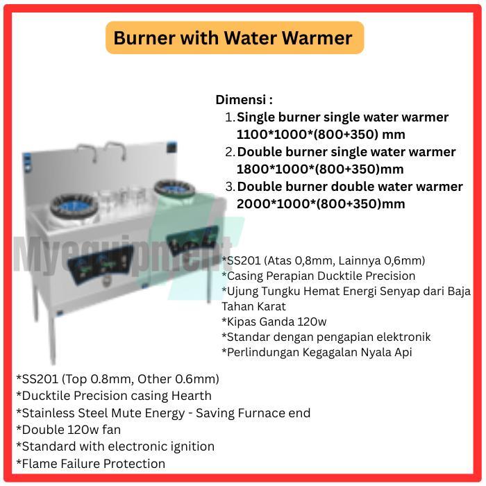 (LUAR KOTA) BURNER WITH WATER WARMER KWALI RANGE LEBAR 100CM SINGLE BURNER DOUBLE BURNER