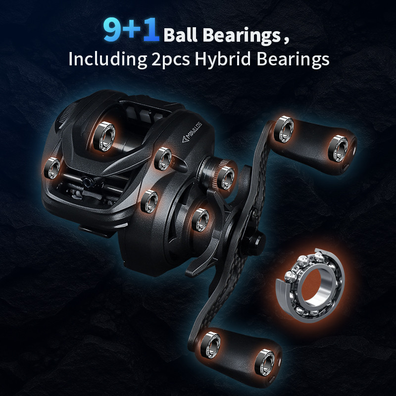 Mavllos RESOLUTE Light Carbon Baitcaster Reel 7.1:1 Ratio 9+1 Bearings 20-Level Magnetic Baitcasting