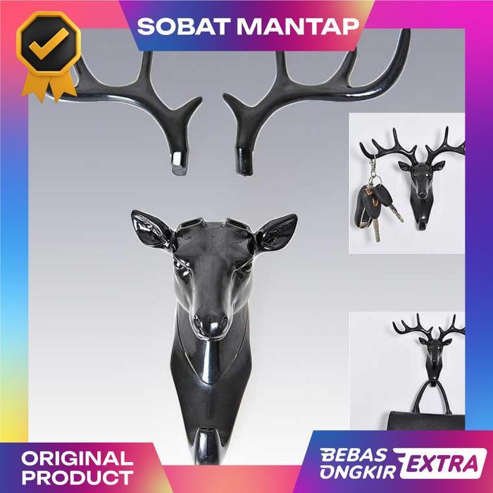 Gantungan Dinding Tanduk Rusa Deer Hanger Baju Kunci Pajangan Gantungan Dinding Multifungsi