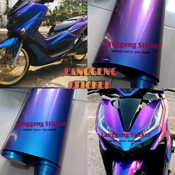 Stiker Skotlet Motor Warna Bunglon pelangi Biru Sticker Scotlet Bunglon Cameleon Setiker Bunglon