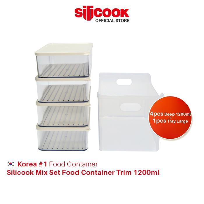 Silicook Mix Set Food Trim 1200Ml (4Xdeep 1200Ml + 1 Tray Large)