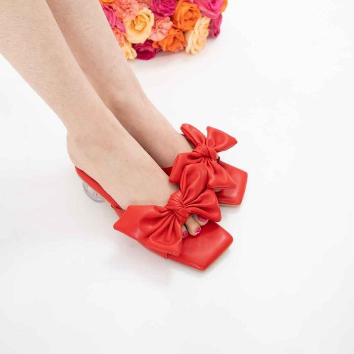 Ayomichan Rose HLS52 Sandal Wanita Heels Hak 3 cm Model Rose Warna Merah Ukuran 36 HLS52 Sandal Wani