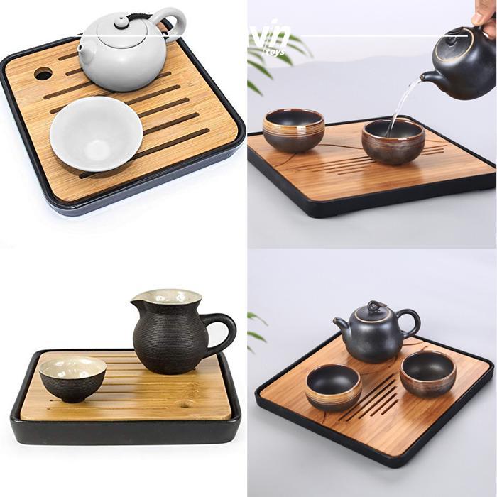 Tea Tray Bamboo Nampan Baki Bambu Chinese Tea Tray Plastic Black