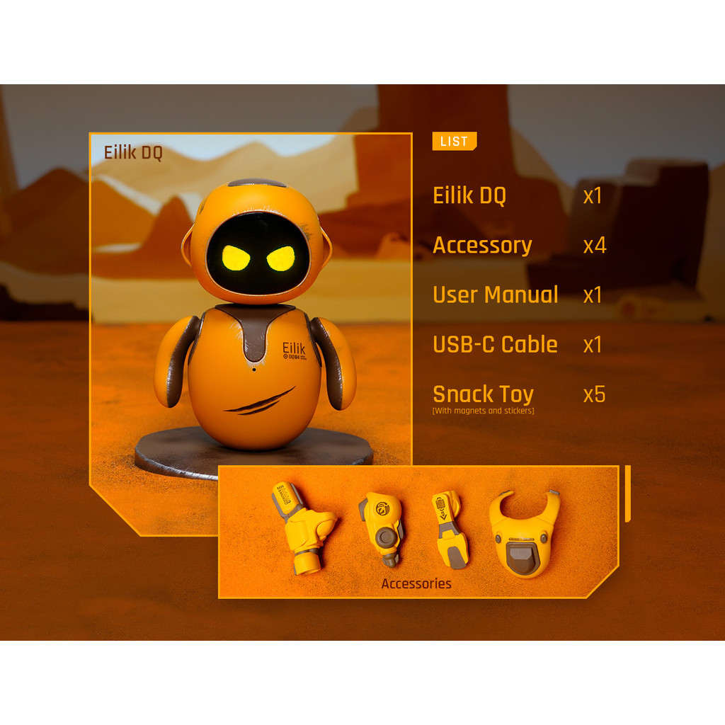 Eilik-DQ Smart Robot Pet Toy Ai Intelligent Companion Robot Desktop Toys Desert Coating Upgraded