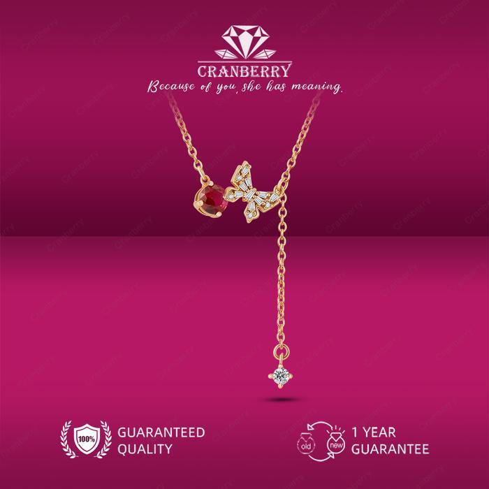 Kalung Wanita dengan Permata Red Ruby untuk Fashion Sehari-hari Hadiah Pasangan Anti Karat