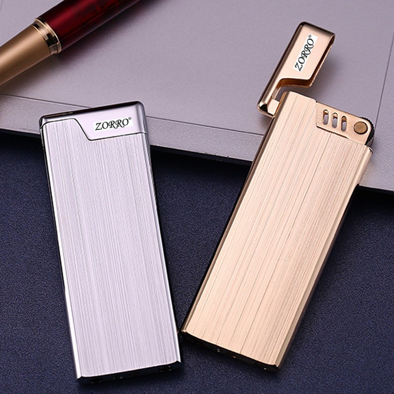 New ZORRO Ultra-thin and Lightweight Brushed Grinding Wheel Open Flame Gas Lighter Torch Lighter