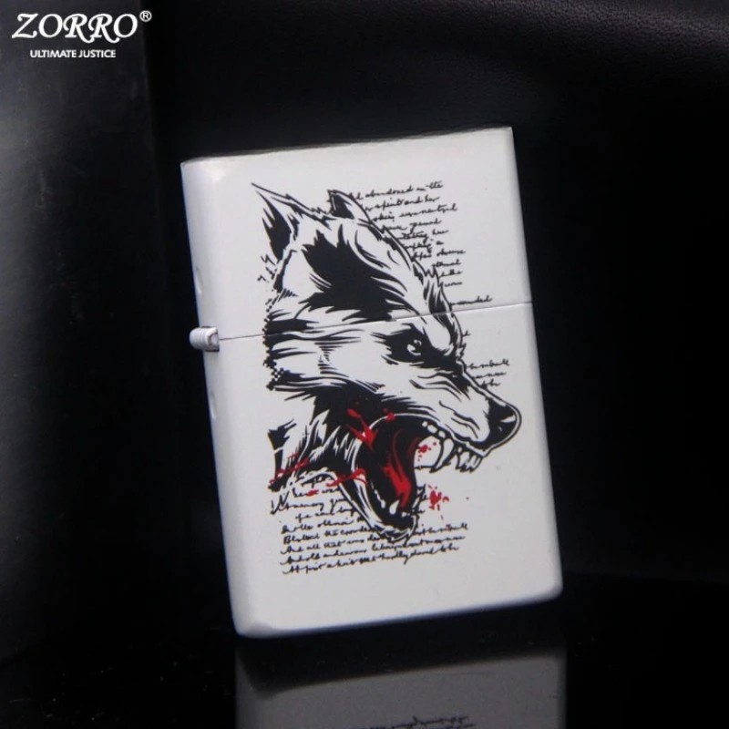 ZORRO Zorro Lighter Fluorescent Metal White Paint Kerosene Lighter Luminous Paint Men's Gadgets