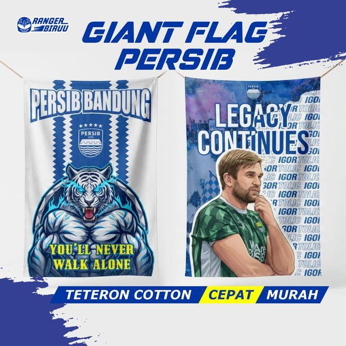 Bendera Persib Giant Flag - Viking Bobotoh - Kain Teteron Diskon Sale