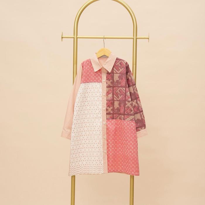Anak/Tunik Anak Batik Dress Anak Tunik Batik Kombinasi Bordir, Lingkar Dada 64-94 cm, Warna Maroon B