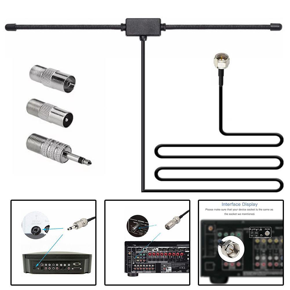 FM Radio Antenna FM Dipole Antenna For Stereo Receiver Music System FM Radio Home Stereo Audio Video