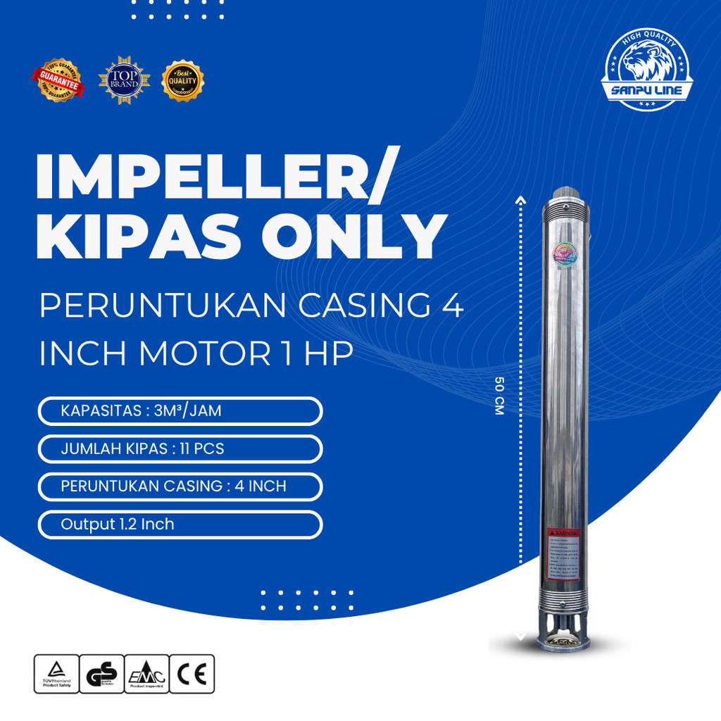 Kipas / Impeller Pompa Air Submersible SanpuLine 4 Inch 3/11 1HP | Output 1.2 Inch | 3M³/Jam