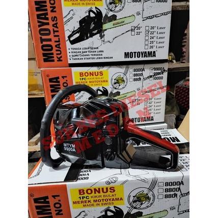 Chainsaw Senso Sinso Mesin Gergaji Kayu Motoyama 9900A Bar Laser Baja 22 inci