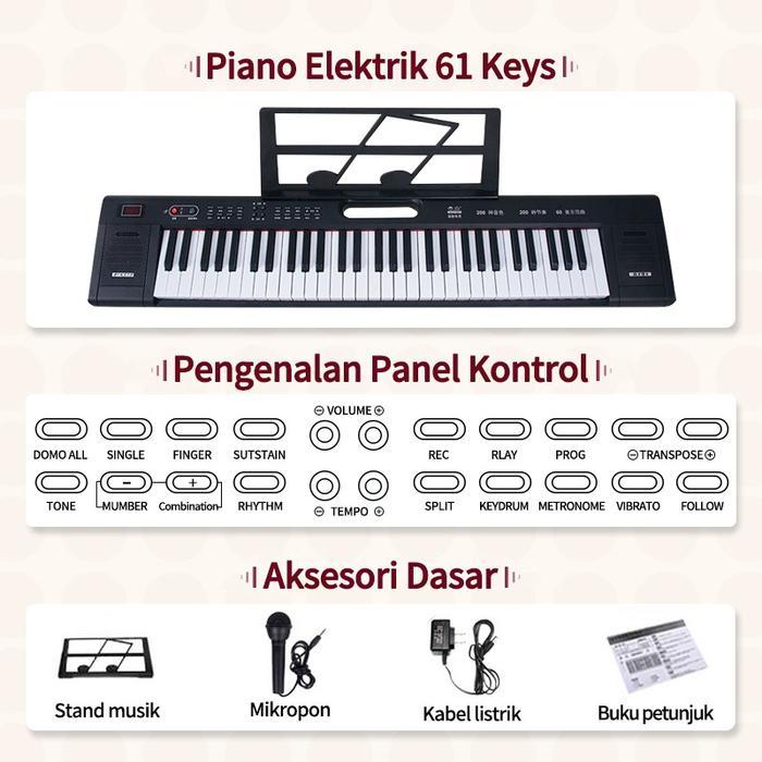 Benston Music- Keyboard Elektrik 61 Tuts ,Keyboard Untuk Pemula , Portabel , Keyboard Elektrik