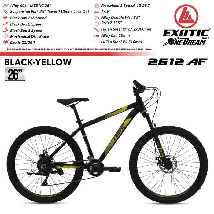 Sepeda MTB Ukuran 26 / 27.5 Exotic 2612 AF Alloy ForkLock / Sepeda Gunung - 2612 AF Black Yellow, 26