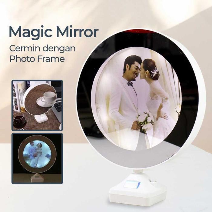Cermin mirror kaca foto lampu LED rias ajaib hadiah kado premium