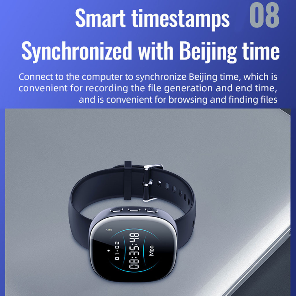 Video Recorder Watch Digital HD 1080P Noise Reduction AI Intelligent Voice Activated Recorder Watch