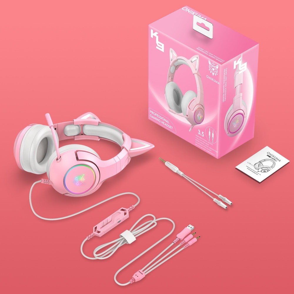ONIKUMA K9 Wired Headphones with RGB Light Flexible HD Mic 3.5mm Gaming Headset Computer Earphones