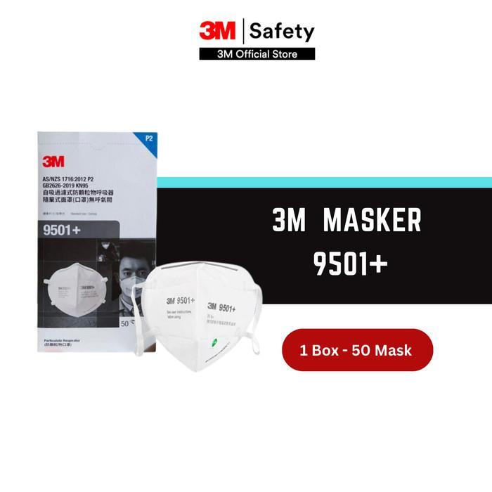 9501+ KN95 Particulate Masker KN95 Earloop Pernapasan P2 Flat-Fold dengan Klip Hidung - 1 Dus Isi 50