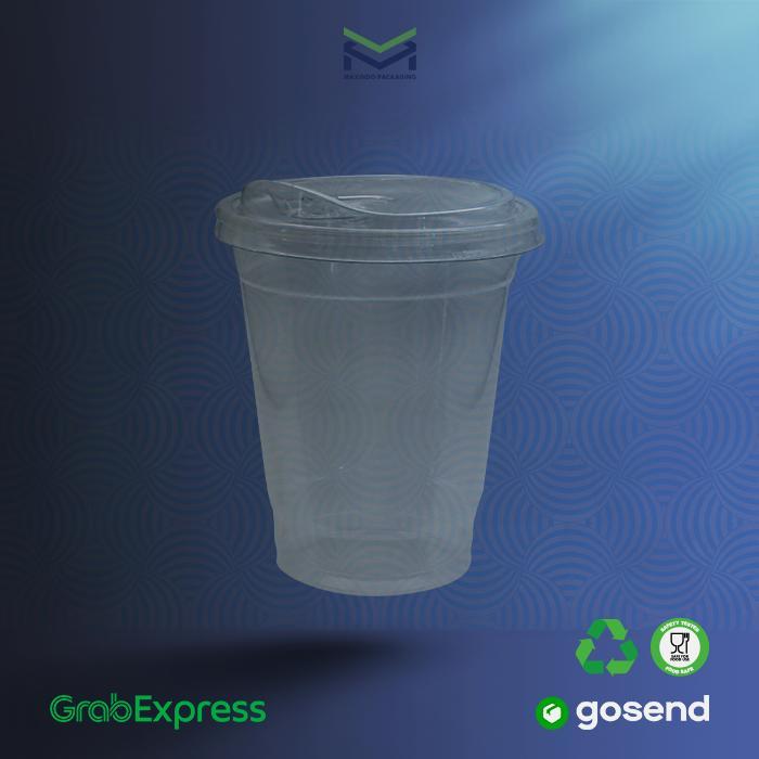 1000 PCS - Cup Gelas PET 14 Oz Datar/Oval- Gelas Cup 14 oz