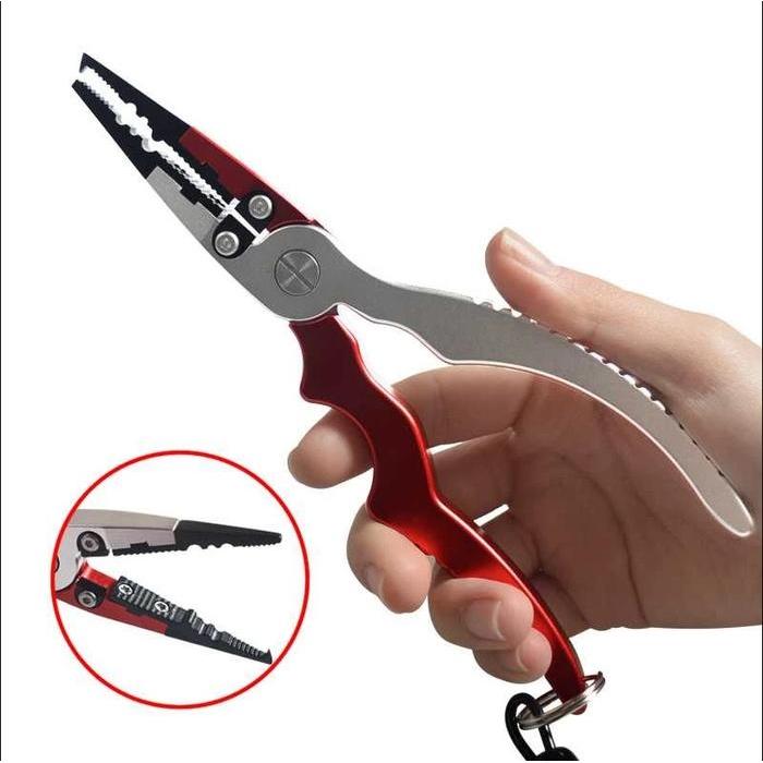 Tang Kail Pancing Aluminium / Fishing Hook Remover / Tang Split Ring Mancing Red