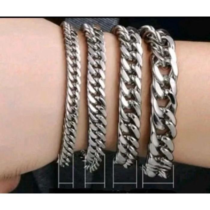 GELANG RANTAI TITANIUM STELL PRIA MODEL RANTAI DABEL/RAPAT TERLARIS REDY LEBAR GELANG 3MM 5MM 7MM