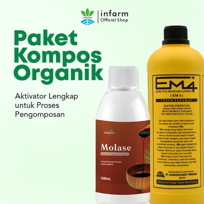 INFARM Kompos Organik, Paket Aktivator Kompos Organik EM4 1 Liter dan Molase 500 ml, Mempercepat Fer