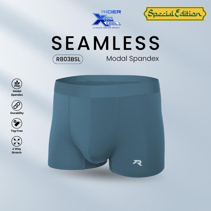 SPECIAL LEBARAN Rider Boxer Pria Seamless Modal Spandex Xtracool - L ] Rider Xtracool Boxer Brief Se