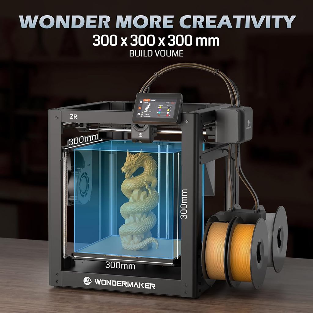 WonderMaker ZR CoreXY Multicolor 3D Printer 600mm/s High-Speed, 4-Color Printing, 300C Nozzle,