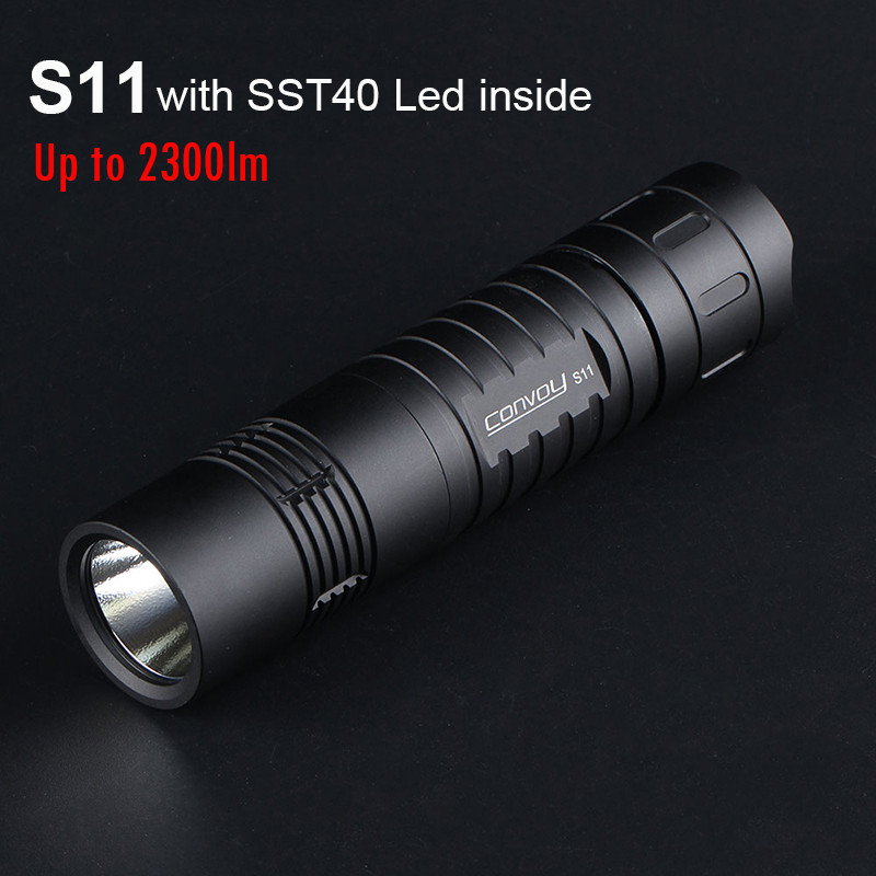 Convoy S11 with Luminus SST40 Led Flashlight Torch Black Flash Light 26650 High Powerful Lanterna