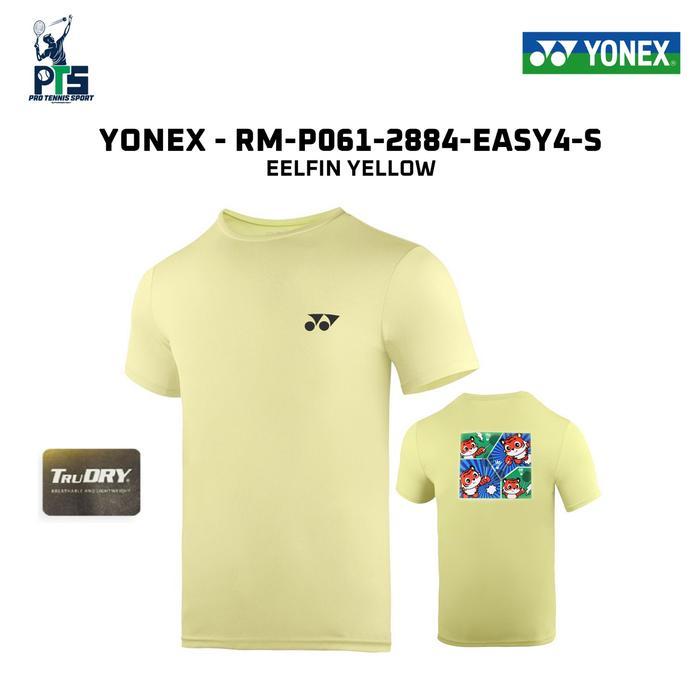 Jersey Tenis Yonex Kaos Tenis Lengan Pendek Pria Kuning Bahan Cepat Kering - M Yonex RM 2884 EASY 4 