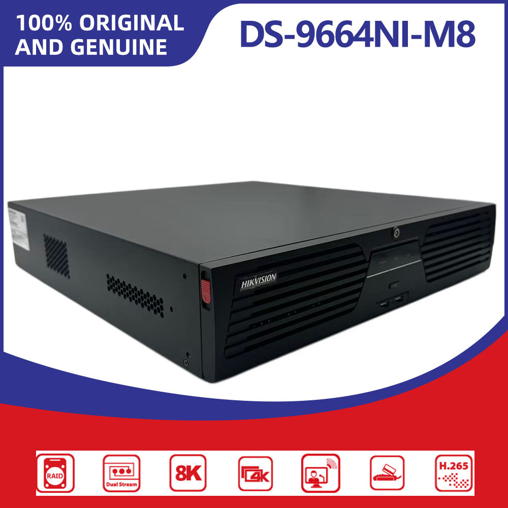 Hikvision DS-9664NI-M8 64CH 8K NVR 400Mbps 8 SATA RAID 2HDMI 2VGA Two-Way Audio H.265+ 8 SATA CCTV
