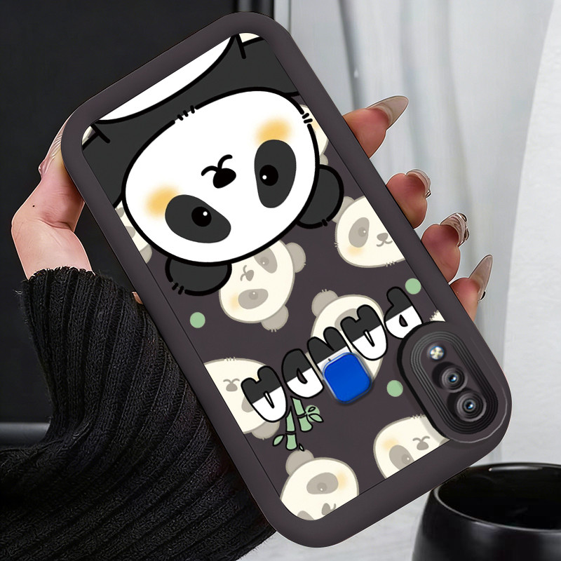Casing Hp untuk VIVO Y91 Y91i Y93 Y93s Y95 Case Panda yang bulat lucu Kasing silikon Cesing  Softcas