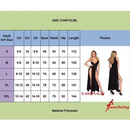 SFWomen Sexy Lingerie Black Sleeveless Deep Vneck Split Bodycon Long Dress Babydoll Sleepwear