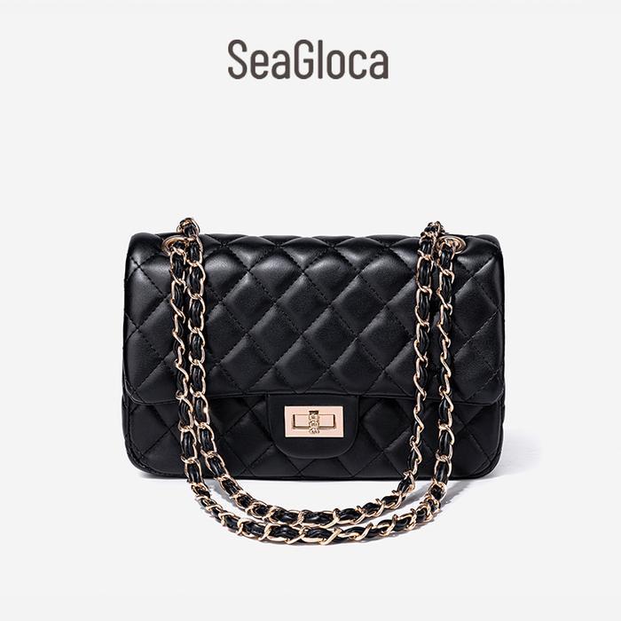 Elizabeth - Seagloca Tas Bahu Wanita Rantai Motif Belah Ketupat Dengan Dua Arah Fashionable No. 1131